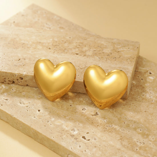 Bold Heart Stud Earrings - Gold/Silver - Hypoallergenic - Earrings - ONNNIII