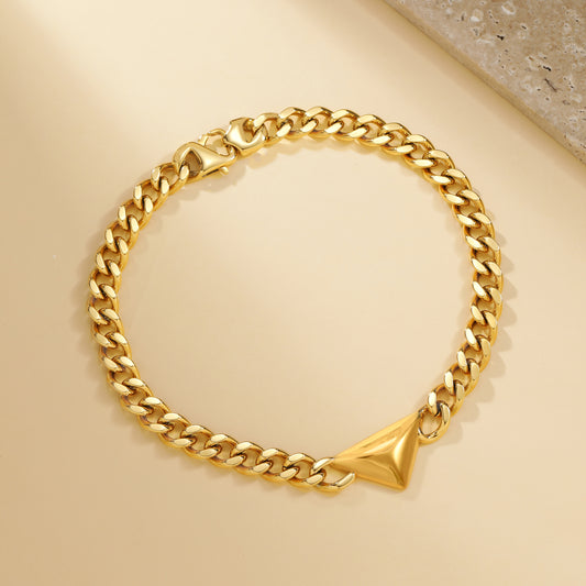 Triangle Curb Chain Necklace - 18K Gold Plated - Hypoallergenic - Necklace - ONNNIII