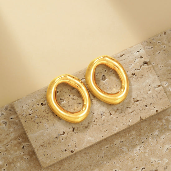 Oval Wave Stud Earrings - Earrings - ONNNIII