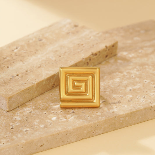 Textured Square Ring - 18K Gold Plated - Unisex - Hypoallergenic - Ring - ONNNIII