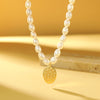 Handcrafted Rose Pendant Pearl Beaded Necklace - Double Sided - 14K Gold Filled - Necklace - ONNNIII