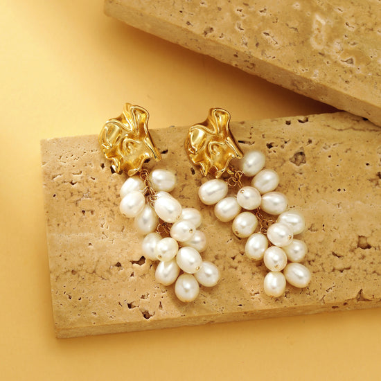 Freshwater Pearl Cluster Drop Earrings - Earrings - ONNNIII