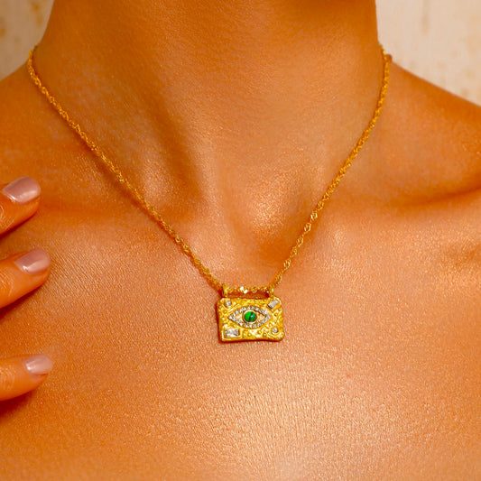 Evil Eye Rectangular Pendant Necklace - Necklace - ONNNIII