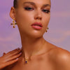 Cross Drop Earrings in Multi-Colour CZ - 18K Gold Plated - Pearl Inlaid - Earrings - ONNNIII