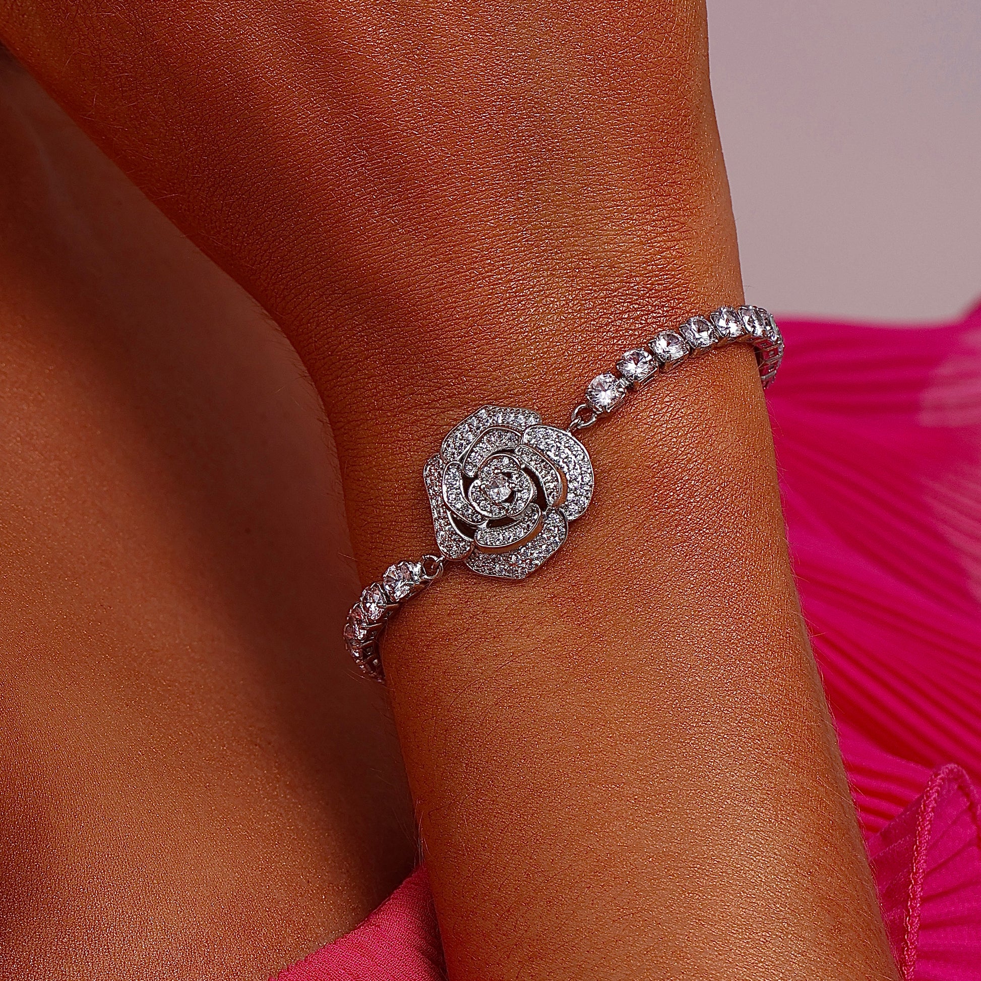 Rose Tennis Bracelet - Cubic Zirconia - Bracelet - ONNNIII