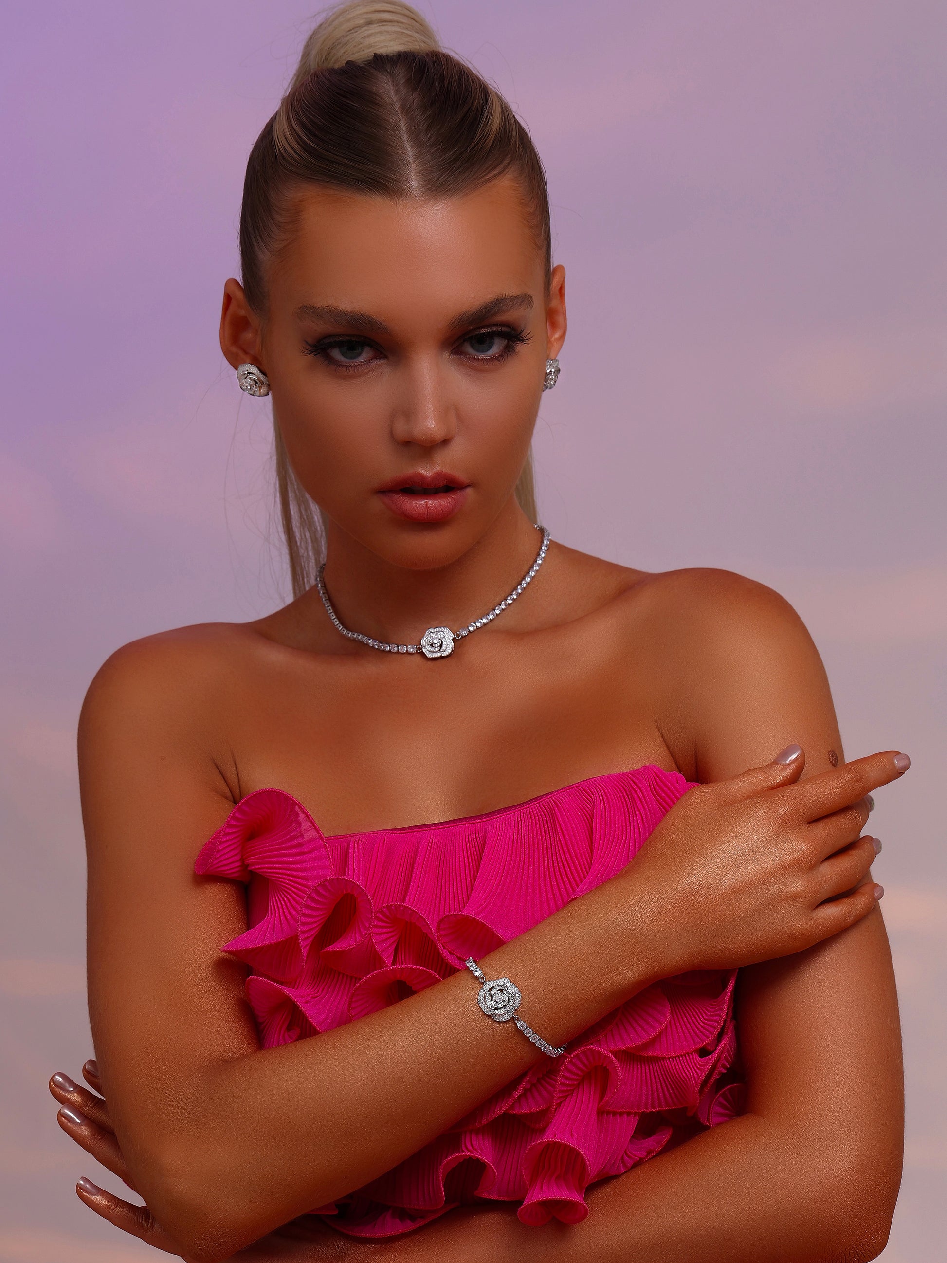 Rose Tennis Bracelet - Cubic Zirconia - Bracelet - ONNNIII