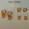 Double Link Curb Chain Drop Earrings - Worn in 2 Ways - 18K Gold Plated - Earrings - ONNNIII