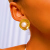 Gold Rim Pearl Stud Earrings - Earrings - ONNNIII