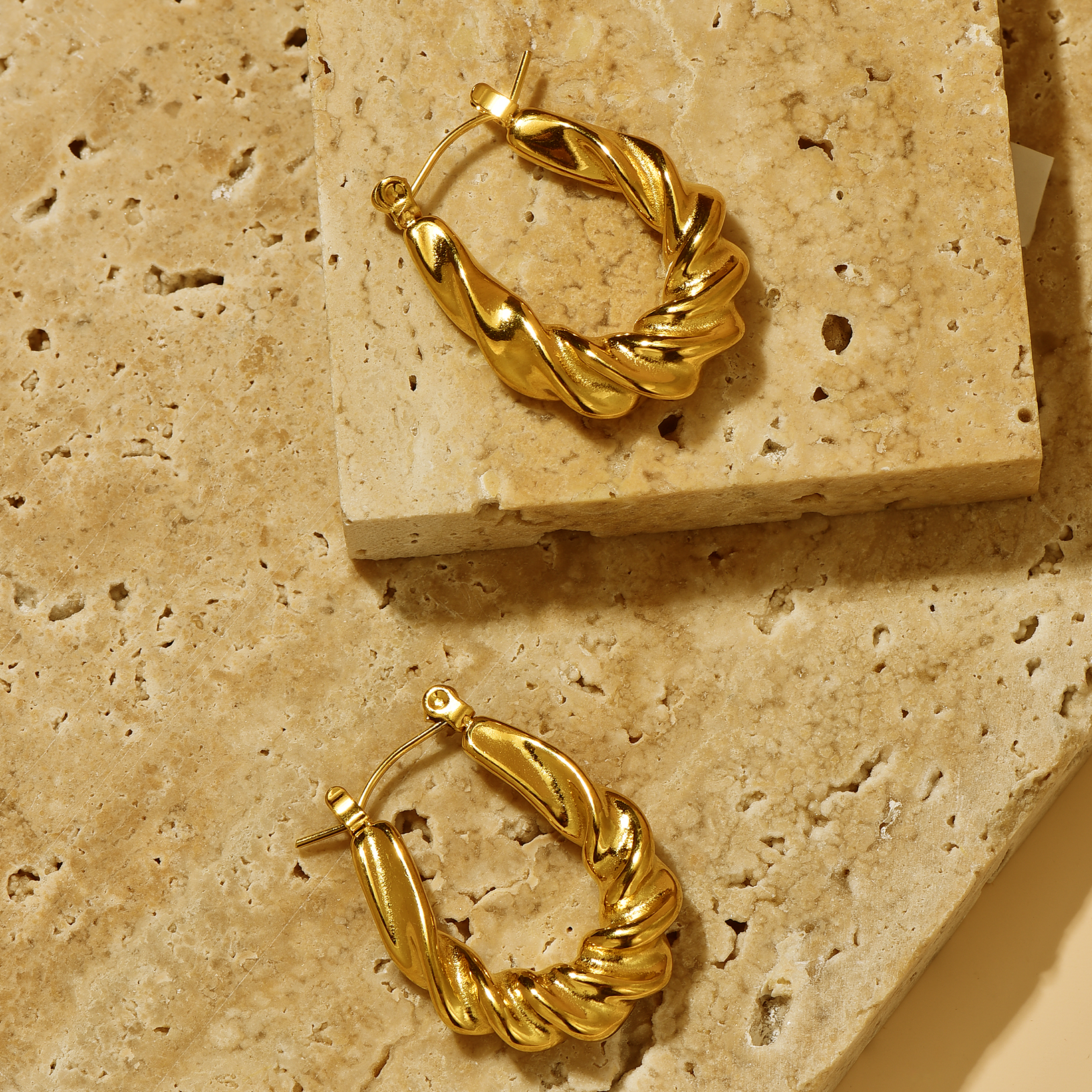 14k Unique Style Latch Back Gold Hoop Earrings – FERKOS FJ