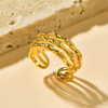 Bamboo Triple Band Ring Inlaid with CZ - 18K Gold Plated - Ring - ONNNIII