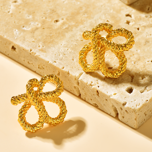 Twist Textured Knot Stud Earrings - Earrings - ONNNIII