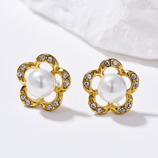 Pearl Flower Stud Earrings - Earrings - ONNNIII