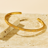 Textured Cuff Bangle with CZ - 18K Gold Plated - Bracelet - ONNNIII