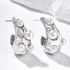 Textured Hoops with Pearls - Silver - Earrings - ONNNIII