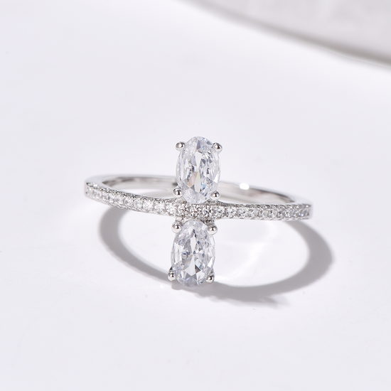 Double Oval CZ Cross Pavé Ring - Hypoallergenic - Ring - ONNNIII