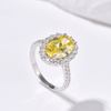5.6 ct Halo Oval Brilliant Cut High Carbon Diamond Pavé Ring - Rhodium Plated Sterling Silver - Yellow - Ring - ONNNIII