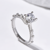 Round Cut High Carbon Diamond Pavé Ring in Four-Prong Setting 7mm - Rhodium Plated Sterling Silver - White - Ring - ONNNIII