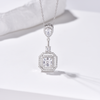 3 Stone Pendants Necklace - Halo Pear Round Asscher Cut High Carbon Diamonds - Rhodium Plated Sterling Silver - Necklace - ONNNIII