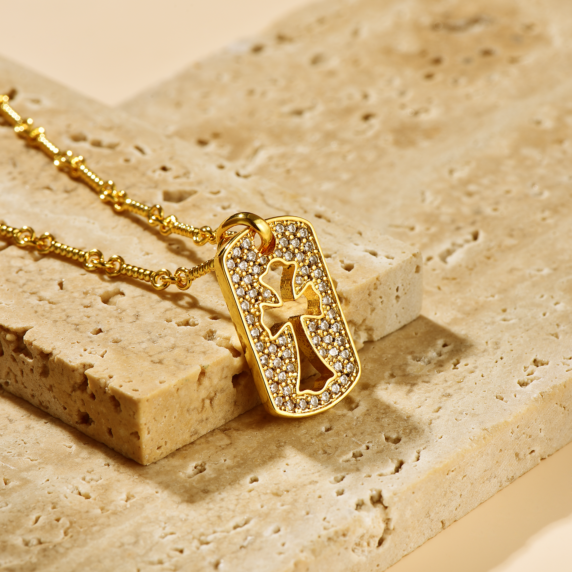 Hollow Cross Pavé Pendant Necklace - Necklace - ONNNIII