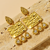 Wave Textured CZ Inlaid Drop Earrings - 18K Gold Plated - Earrings - ONNNIII