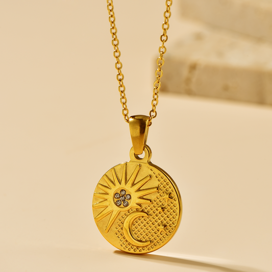 Round Star Moon Pendant Necklace - Necklace - ONNNIII