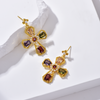 Cross Drop Earrings in Multi-Colour CZ - 18K Gold Plated - Pearl Inlaid - Earrings - ONNNIII