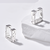 Square Erosion Hoop Earrings - Silver - Earrings - ONNNIII