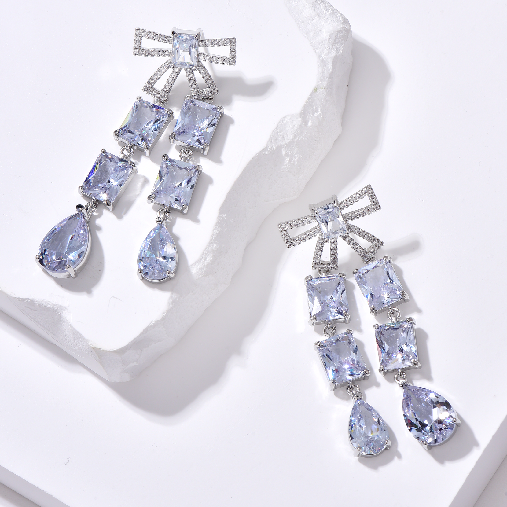 Bow Drop Earrings - Aquamarine - Earrings - ONNNIII