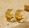 Bamboo Triple Band Stud Earrings - CZ Inlaid - 18K Gold Plated - Earrings - ONNNIII