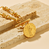 T-bar Curb Chain Necklace with Ancient Coin - Unisex - 18K Gold Plated - Necklace - ONNNIII