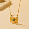 Evil Eye Rectangular Pendant Necklace - 18K Gold Plated - Hypoallergenic - Necklace - ONNNIII
