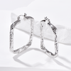 Square Twist Textured Hoop - Silver - Earrings - ONNNIII