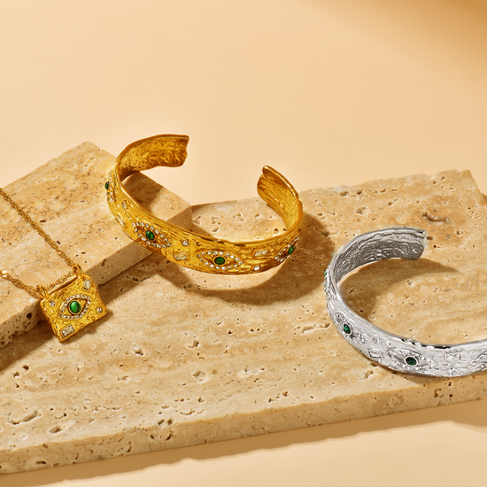Evil Eye Rectangular Pendant Necklace - 18K Gold Plated - Hypoallergenic - Necklace - ONNNIII