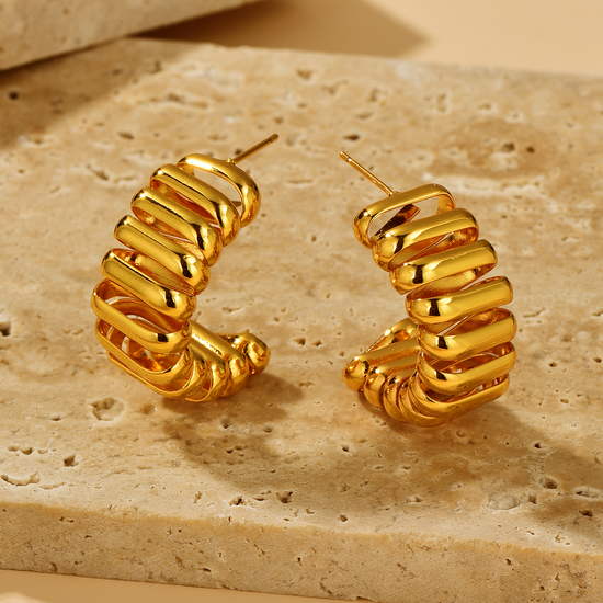 Coil Hoops - 18K Gold Plated - Earrings - ONNNIII