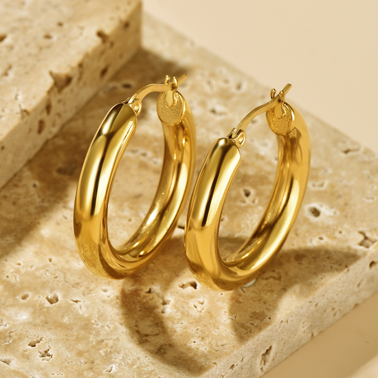 Chunky Hoops - 18K Gold Plated - Unisex - Hypoallergenic - S/M/L/XL - Earrings - ONNNIII