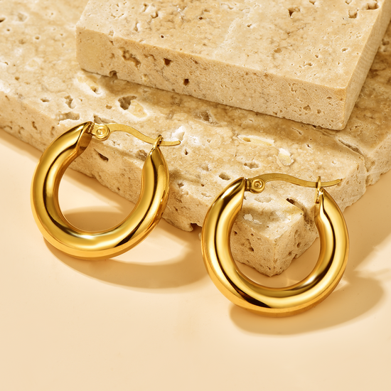 Chunky Hoops - 18K Gold Plated - Unisex - Hypoallergenic - S/M/L/XL - Earrings - ONNNIII