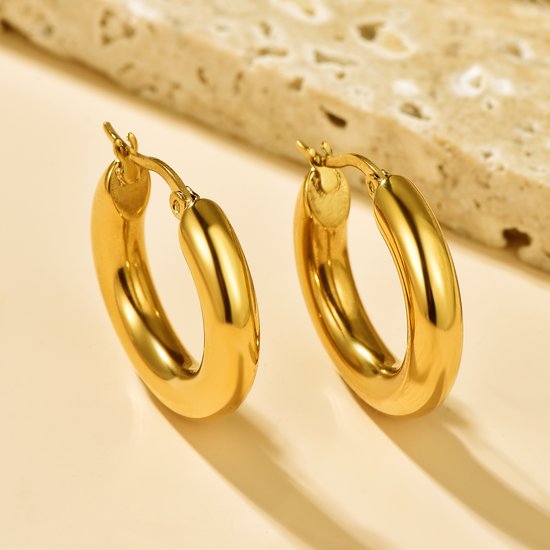 Chunky Hoops - 18K Gold Plated - Unisex - Hypoallergenic - S/M/L/XL - Earrings - ONNNIII