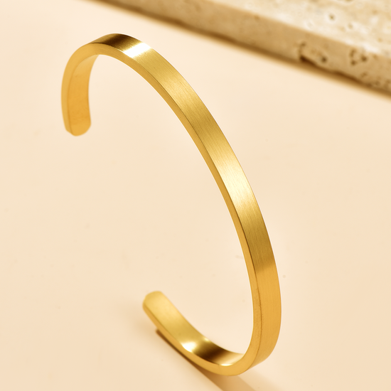 Cuff Bangle - Brushed Gold - Hypoallergenic - 4mm - Bracelet - ONNNIII