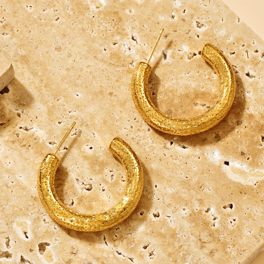 Erosion Textured Chunky Hoops - Earrings - ONNNIII