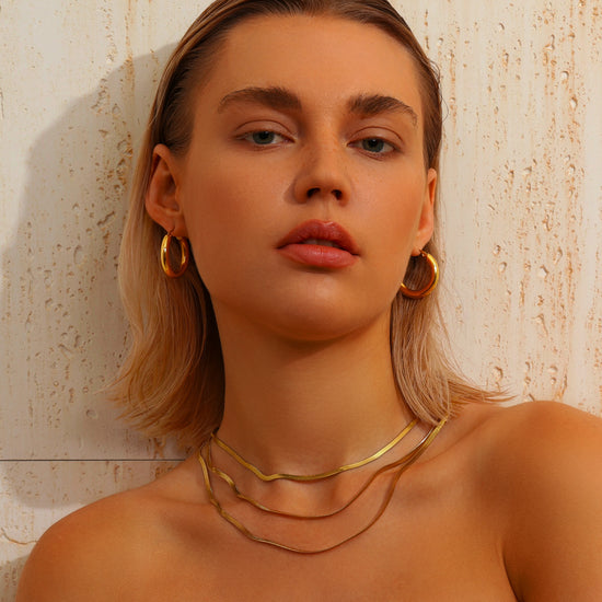 3 Layer Snake Chain Necklace - 18K Gold Plated - Hypoallergenic - Necklace - ONNNIII