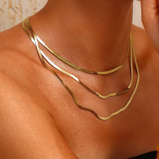 3 Layer Snake Chain Necklace - 18K Gold Plated - Hypoallergenic - Necklace - ONNNIII