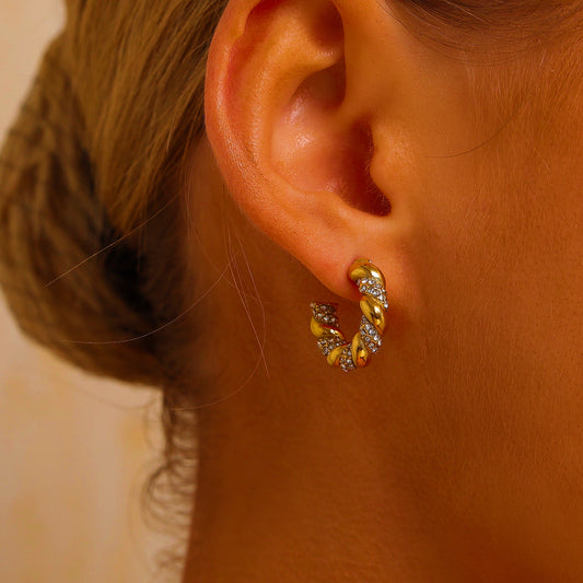 Twist Pavé Hoop Earrings - Earrings - ONNNIII