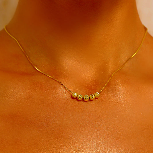 Gold Beaded Necklace - 18K Gold Plated - Necklace - ONNNIII