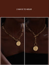 T-bar Curb Chain Necklace with Ancient Coin - Unisex