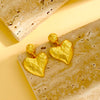 Textured Heart Drop Earrings - 18K Gold Plated - Earrings - ONNNIII