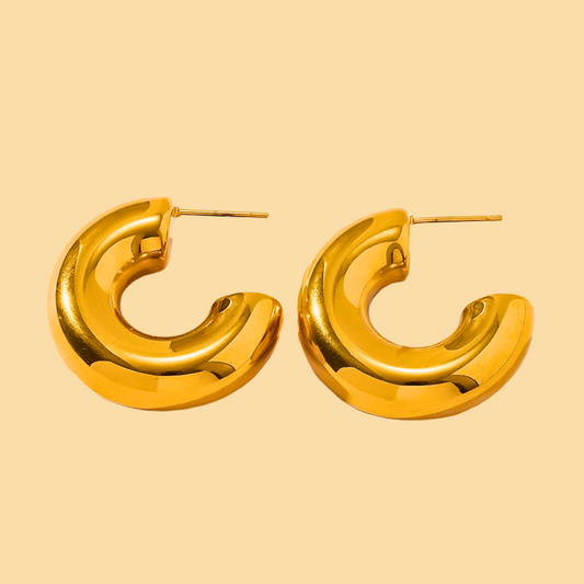 Chunky C Hoops Earrings - 18K Gold Plated - Unisex - Hypoallergenic - Earrings - ONNNIII