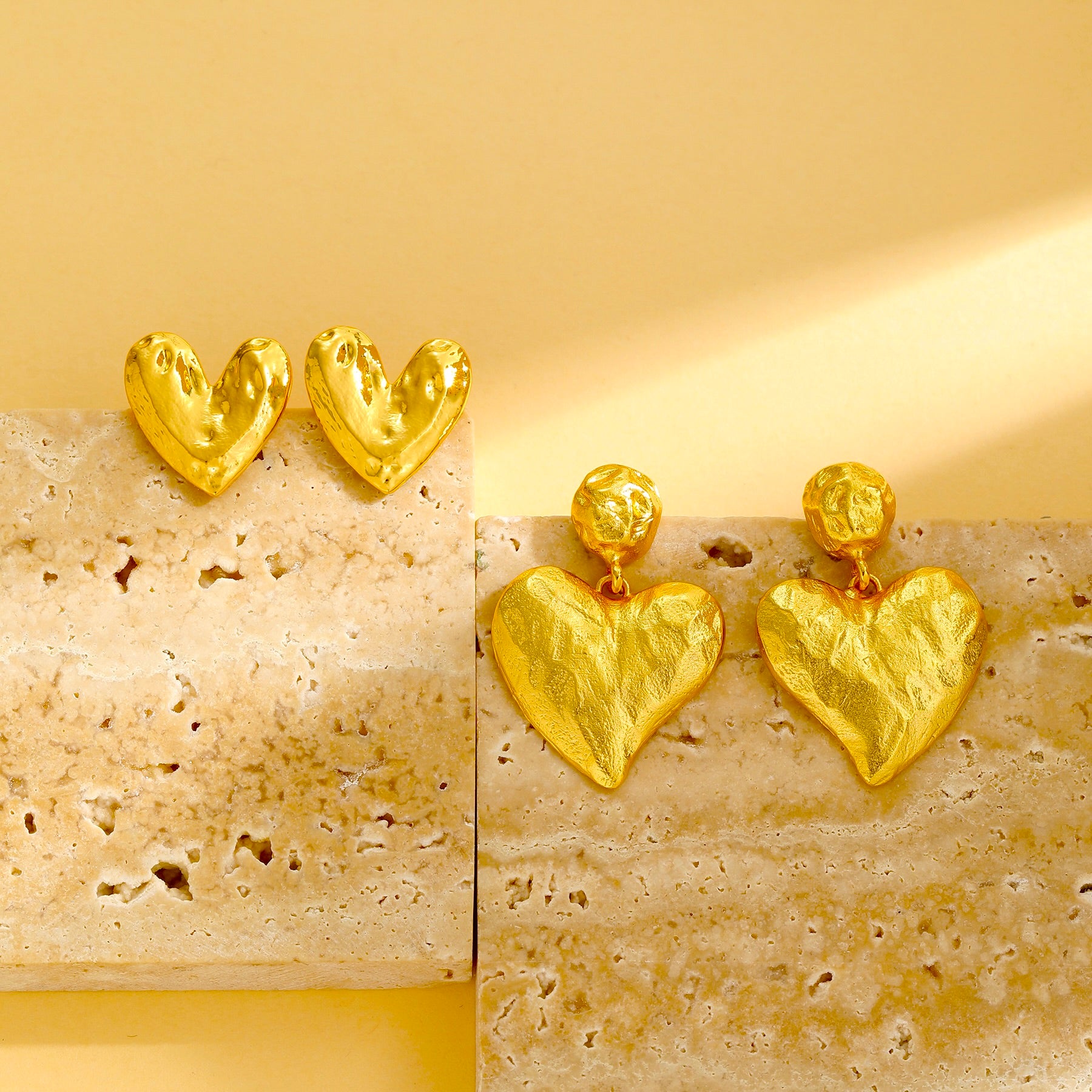 Textured Heart Earrings Set - ONNNIII