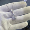 3 Stone Pendants Necklace - Halo Pear Round Asscher Cut High Carbon Diamonds - Rhodium Plated Sterling Silver
